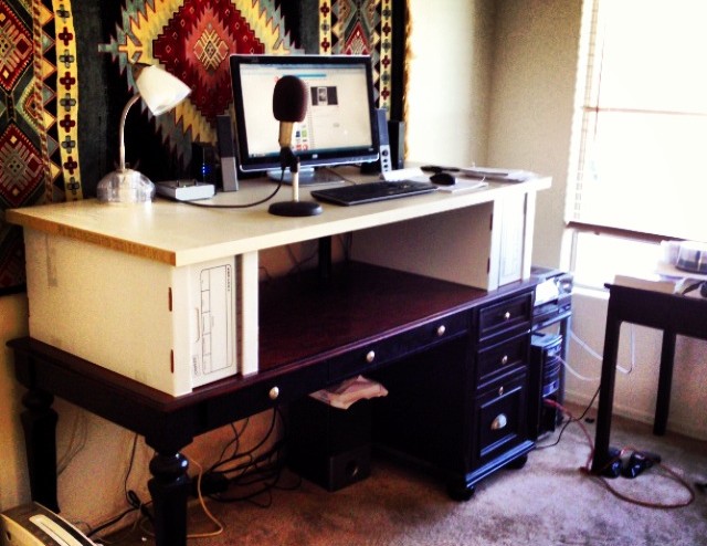 How To Turn Your Sitting Desk Into A Standing Desk For Under Fifty